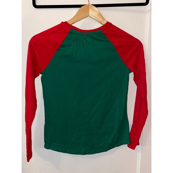 Holiday Time Christmas Raglan Shirt Reindeer Joy Graphic Red & Green Size 10/12 - Picture 6 of 7